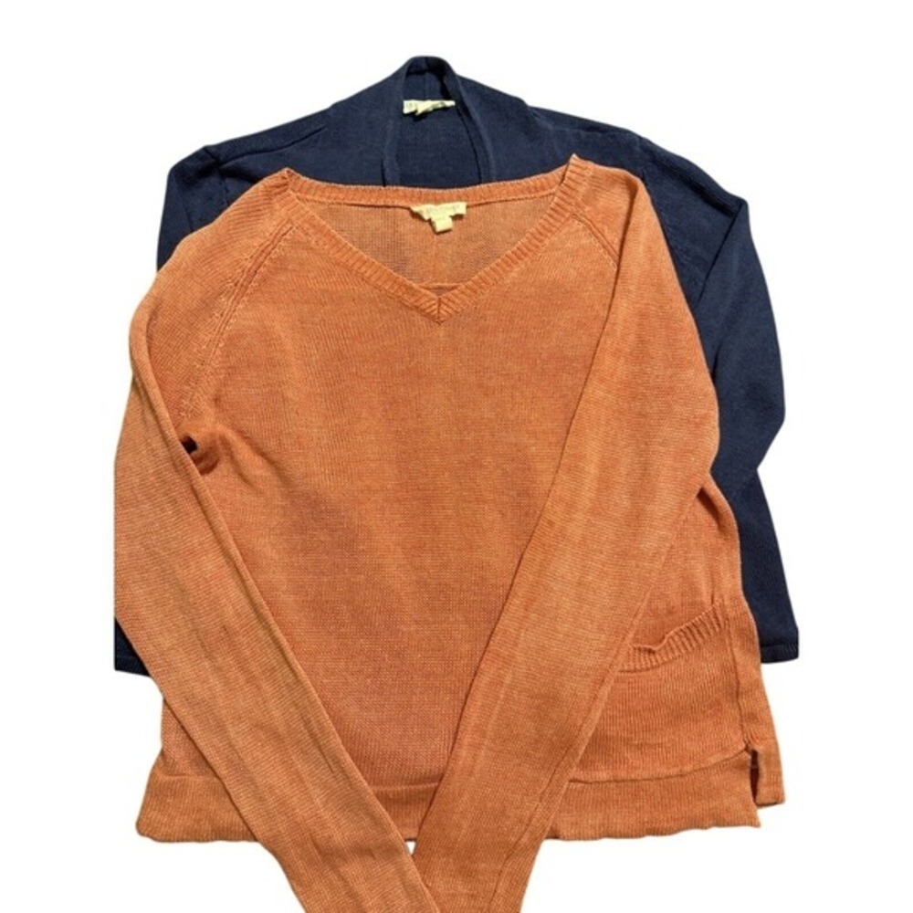 EILEEN FISHER Blouse Shirt Women's Petite Lot Of 2 Linen Long Sleeve Cardigan